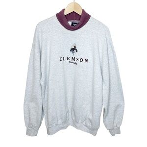 Vintage Clemson University South Carolina Mock Neck Embroidered Sweatshirt XL